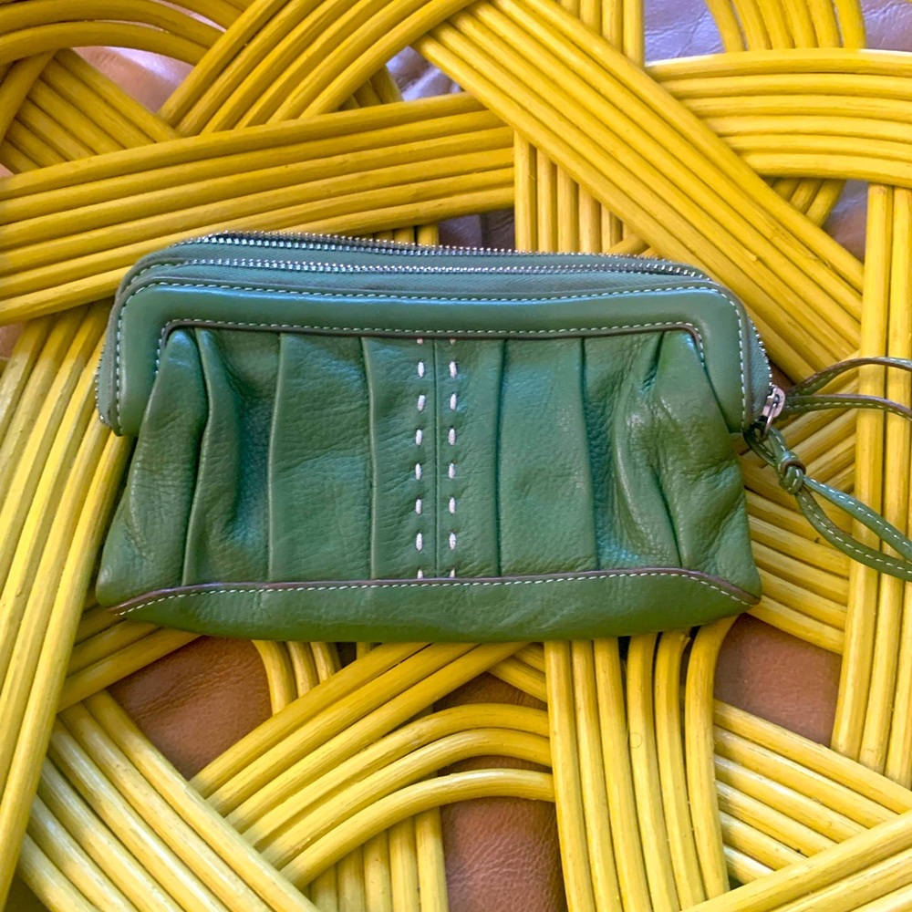 Green Cole Haan wristlet